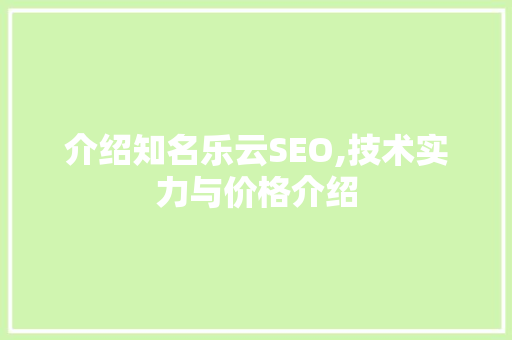 介绍知名乐云SEO,技术实力与价格介绍
