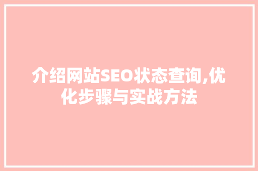介绍网站SEO状态查询,优化步骤与实战方法