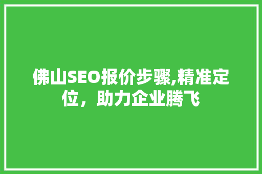 佛山SEO报价步骤,精准定位，助力企业腾飞