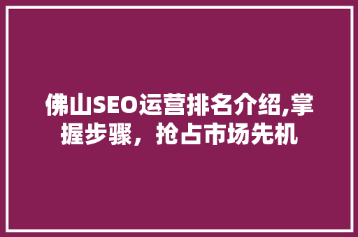佛山SEO运营排名介绍,掌握步骤，抢占市场先机