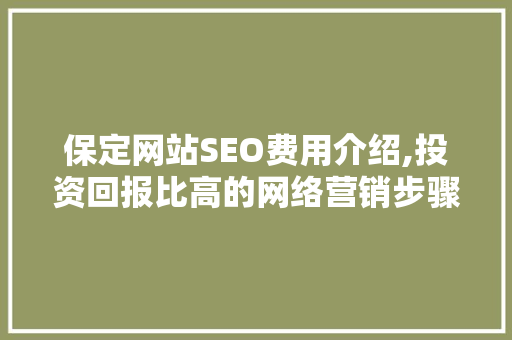 保定网站SEO费用介绍,投资回报比高的网络营销步骤