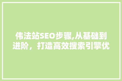 伟法站SEO步骤,从基础到进阶，打造高效搜索引擎优化方法