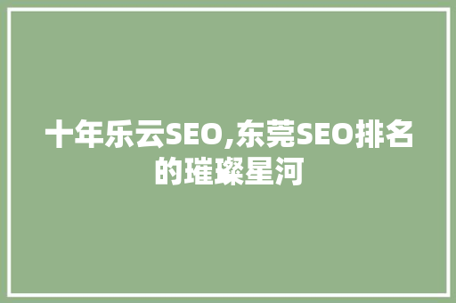 十年乐云SEO,东莞SEO排名的璀璨星河