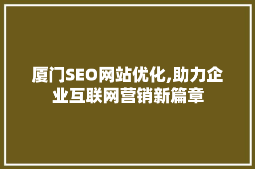 厦门SEO网站优化,助力企业互联网营销新篇章