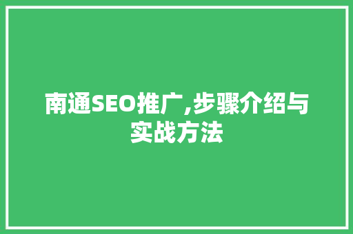 南通SEO推广,步骤介绍与实战方法