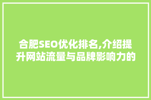 合肥SEO优化排名,介绍提升网站流量与品牌影响力的方法