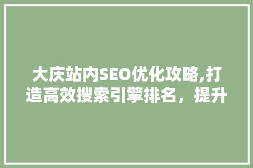 大庆站内SEO优化攻略,打造高效搜索引擎排名，提升网站流量