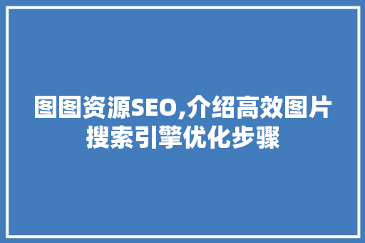 图图资源SEO,介绍高效图片搜索引擎优化步骤