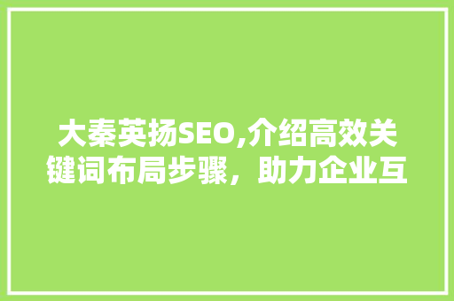 大秦英扬SEO,介绍高效关键词布局步骤，助力企业互联网营销腾飞
