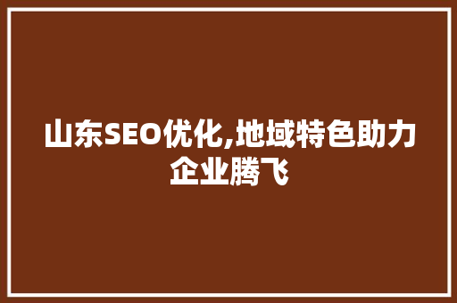 山东SEO优化,地域特色助力企业腾飞