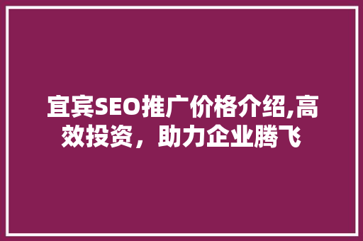 宜宾SEO推广价格介绍,高效投资，助力企业腾飞
