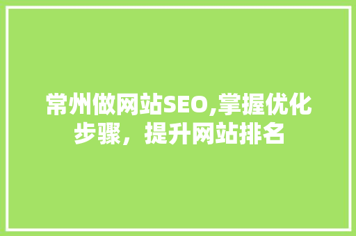 常州做网站SEO,掌握优化步骤，提升网站排名