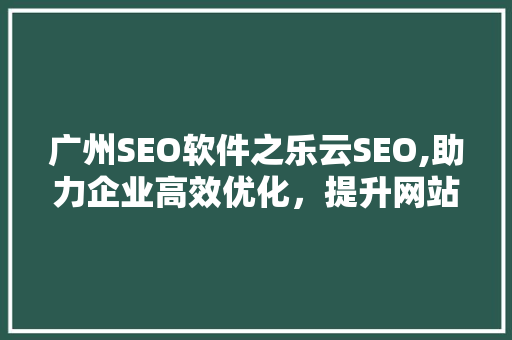 广州SEO软件之乐云SEO,助力企业高效优化，提升网站排名
