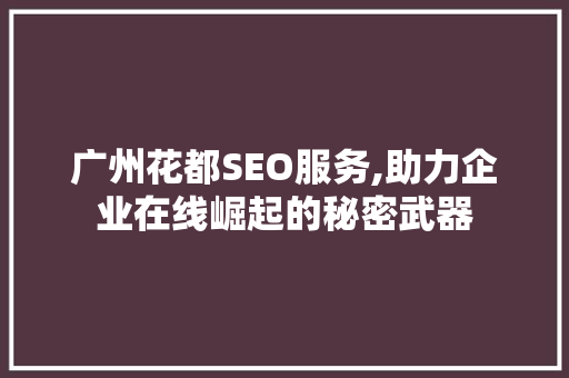 广州花都SEO服务,助力企业在线崛起的秘密武器