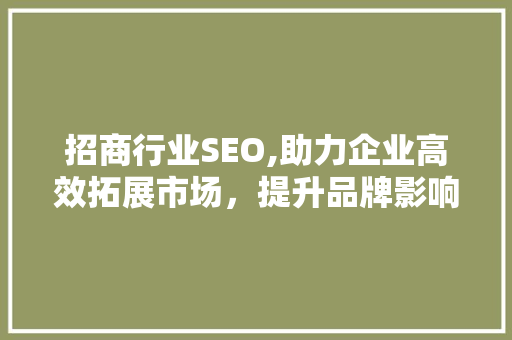 招商行业SEO,助力企业高效拓展市场，提升品牌影响力