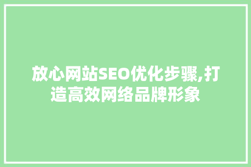 放心网站SEO优化步骤,打造高效网络品牌形象