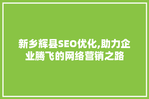 新乡辉县SEO优化,助力企业腾飞的网络营销之路