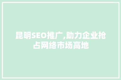 昆明SEO推广,助力企业抢占网络市场高地