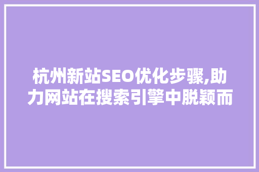 杭州新站SEO优化步骤,助力网站在搜索引擎中脱颖而出