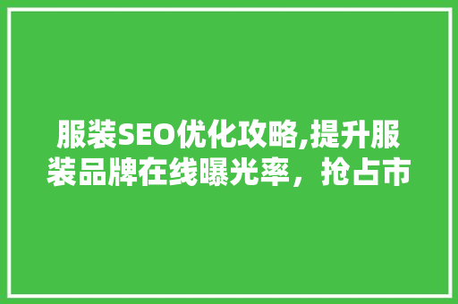 服装SEO优化攻略,提升服装品牌在线曝光率，抢占市场先机