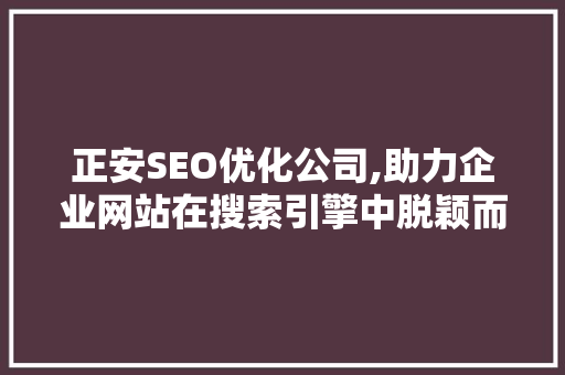 正安SEO优化公司,助力企业网站在搜索引擎中脱颖而出