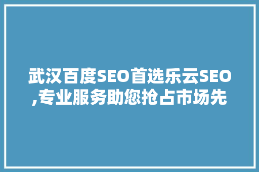 武汉百度SEO首选乐云SEO,专业服务助您抢占市场先机