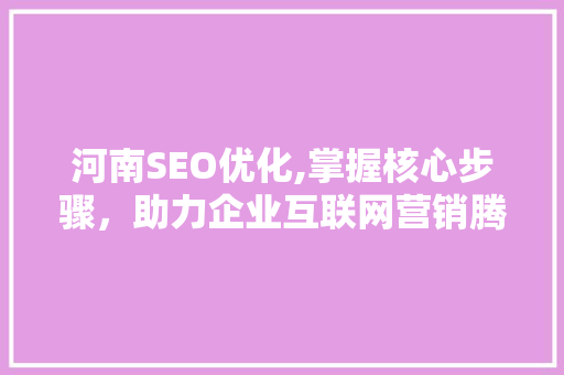 河南SEO优化,掌握核心步骤，助力企业互联网营销腾飞