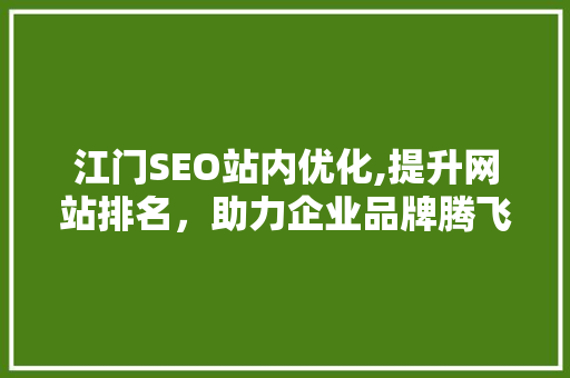 江门SEO站内优化,提升网站排名，助力企业品牌腾飞