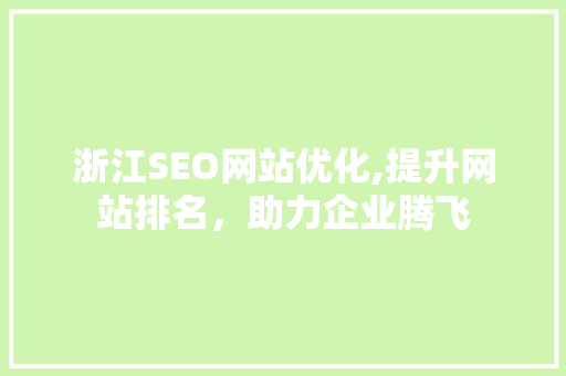 浙江SEO网站优化,提升网站排名，助力企业腾飞