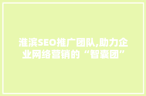 淮滨SEO推广团队,助力企业网络营销的“智囊团”