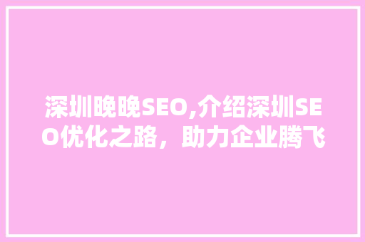 深圳晚晚SEO,介绍深圳SEO优化之路，助力企业腾飞