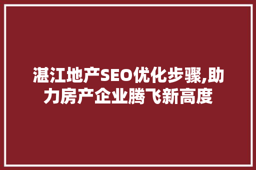 湛江地产SEO优化步骤,助力房产企业腾飞新高度