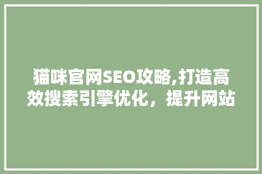猫咪官网SEO攻略,打造高效搜索引擎优化，提升网站流量与品牌影响力