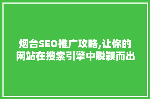 烟台SEO推广攻略,让你的网站在搜索引擎中脱颖而出