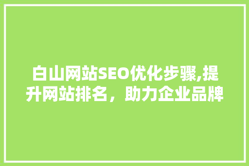 白山网站SEO优化步骤,提升网站排名，助力企业品牌传播