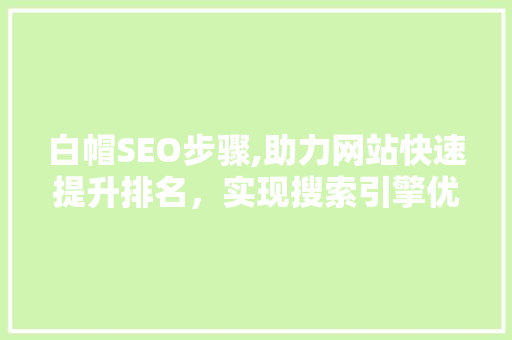 白帽SEO步骤,助力网站快速提升排名，实现搜索引擎优化之路