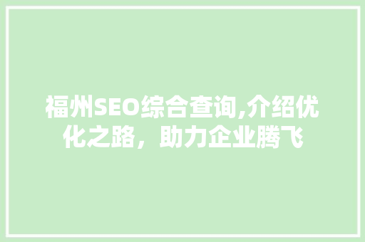 福州SEO综合查询,介绍优化之路，助力企业腾飞