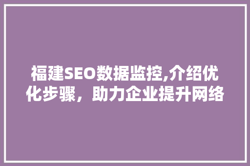 福建SEO数据监控,介绍优化步骤，助力企业提升网络竞争力