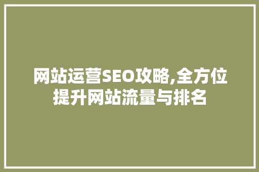 网站运营SEO攻略,全方位提升网站流量与排名
