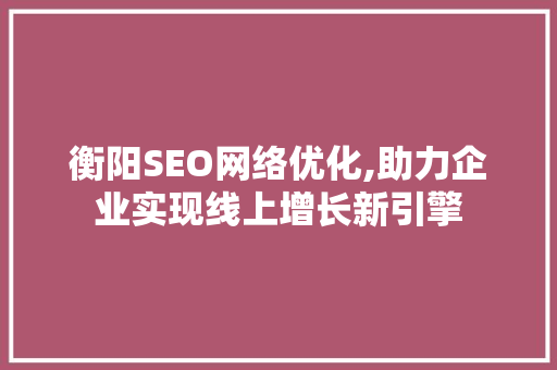 衡阳SEO网络优化,助力企业实现线上增长新引擎