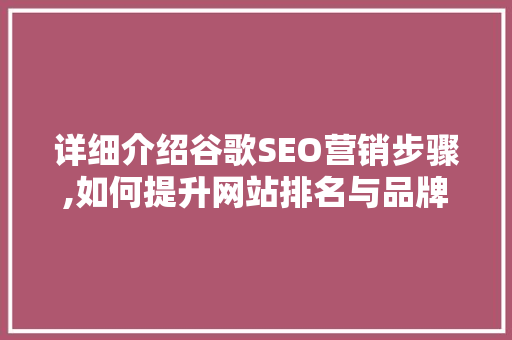 详细介绍谷歌SEO营销步骤,如何提升网站排名与品牌影响力