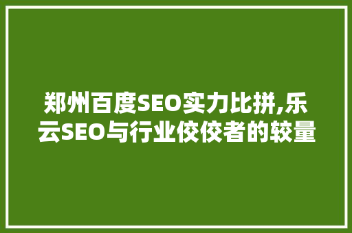 郑州百度SEO实力比拼,乐云SEO与行业佼佼者的较量