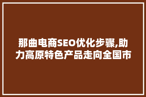 那曲电商SEO优化步骤,助力高原特色产品走向全国市场