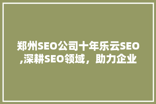郑州SEO公司十年乐云SEO,深耕SEO领域，助力企业腾飞