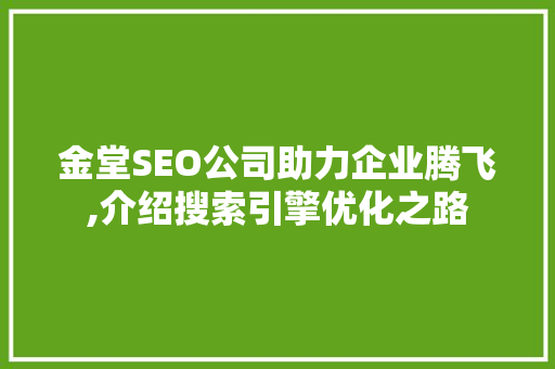 金堂SEO公司助力企业腾飞,介绍搜索引擎优化之路