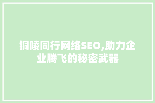 铜陵同行网络SEO,助力企业腾飞的秘密武器