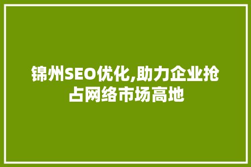 锦州SEO优化,助力企业抢占网络市场高地