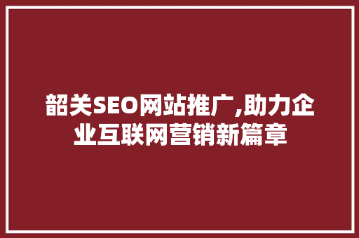 韶关SEO网站推广,助力企业互联网营销新篇章