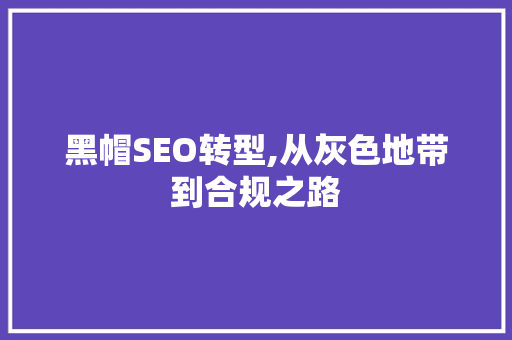 黑帽SEO转型,从灰色地带到合规之路