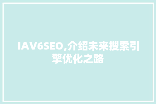 IAV6SEO,介绍未来搜索引擎优化之路